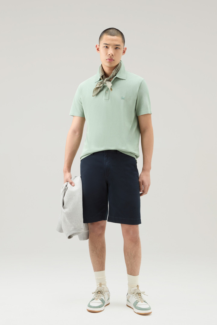 Garment-Dyed Chino Shorts in Stretch Cotton Blue photo 2 | Woolrich
