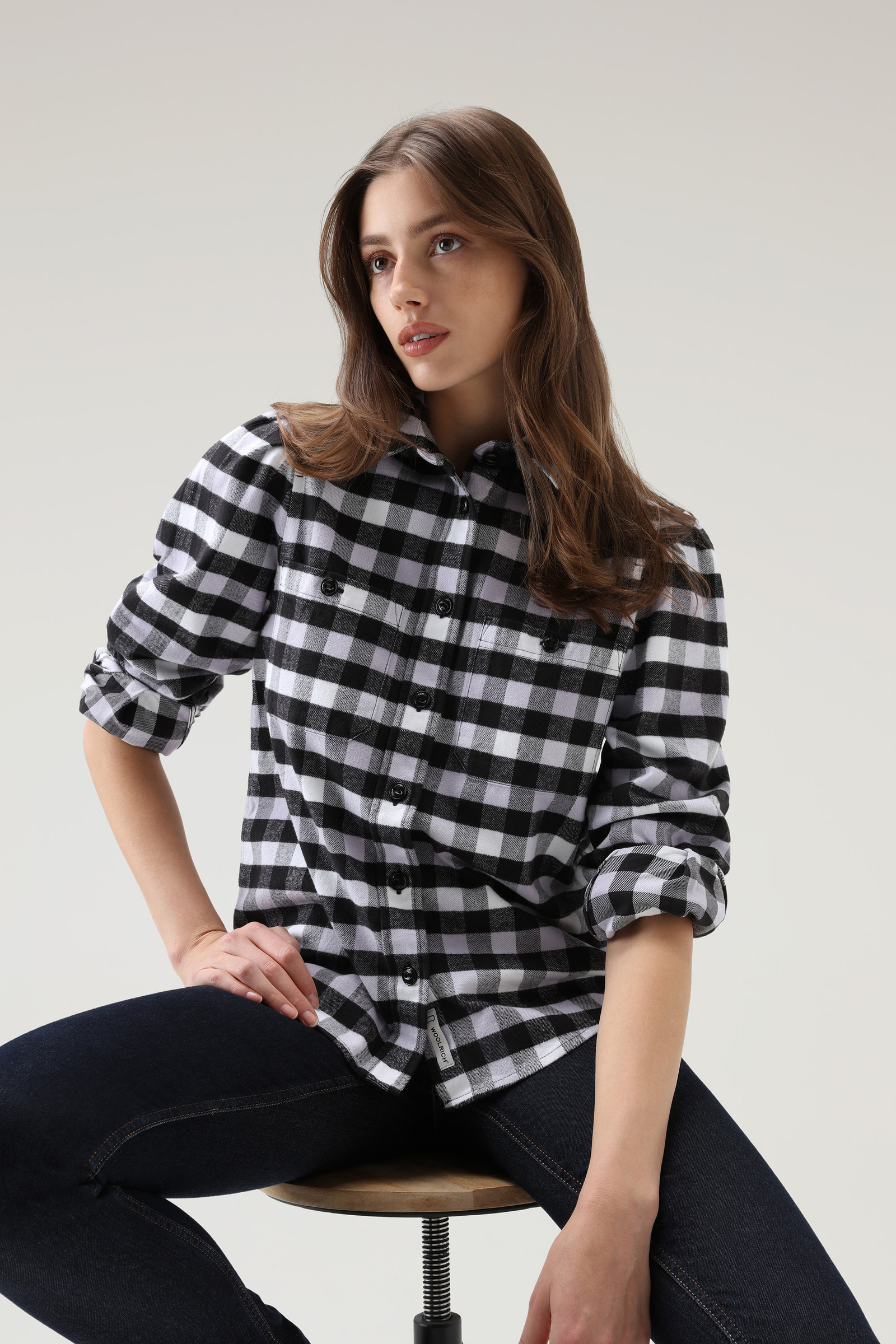 Camicia Classic a quadri in flanella nero photo 4 | Woolrich