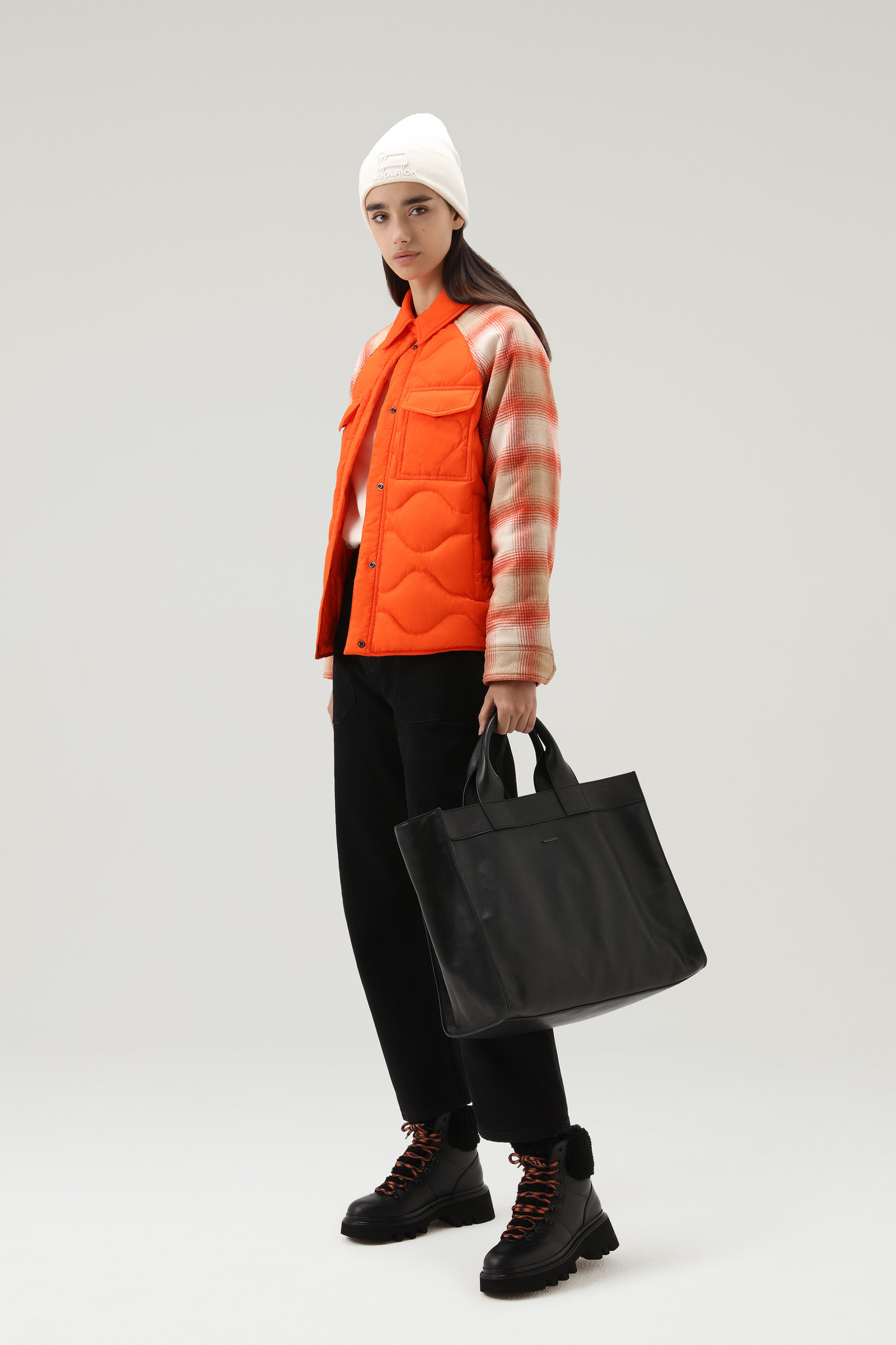 Crinkle Nylon Alba Overshirt with Wool Sleeves Red photo 2 | Woolrich