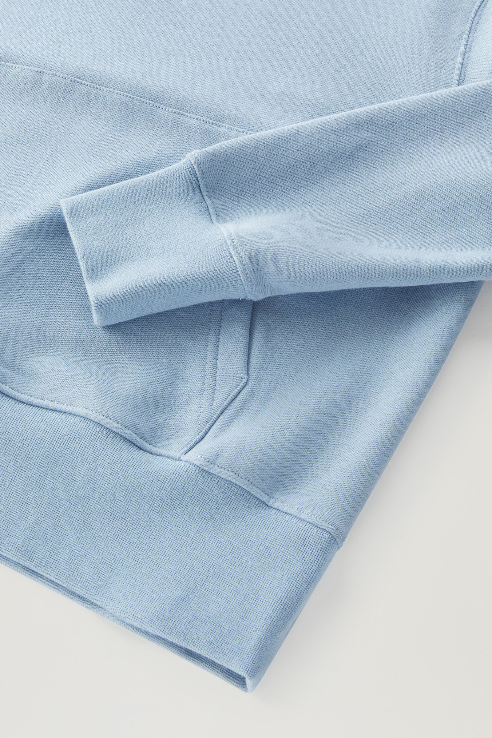 Felpa con cappuccio in puro cotone con logo ricamato blu photo 7 | Woolrich