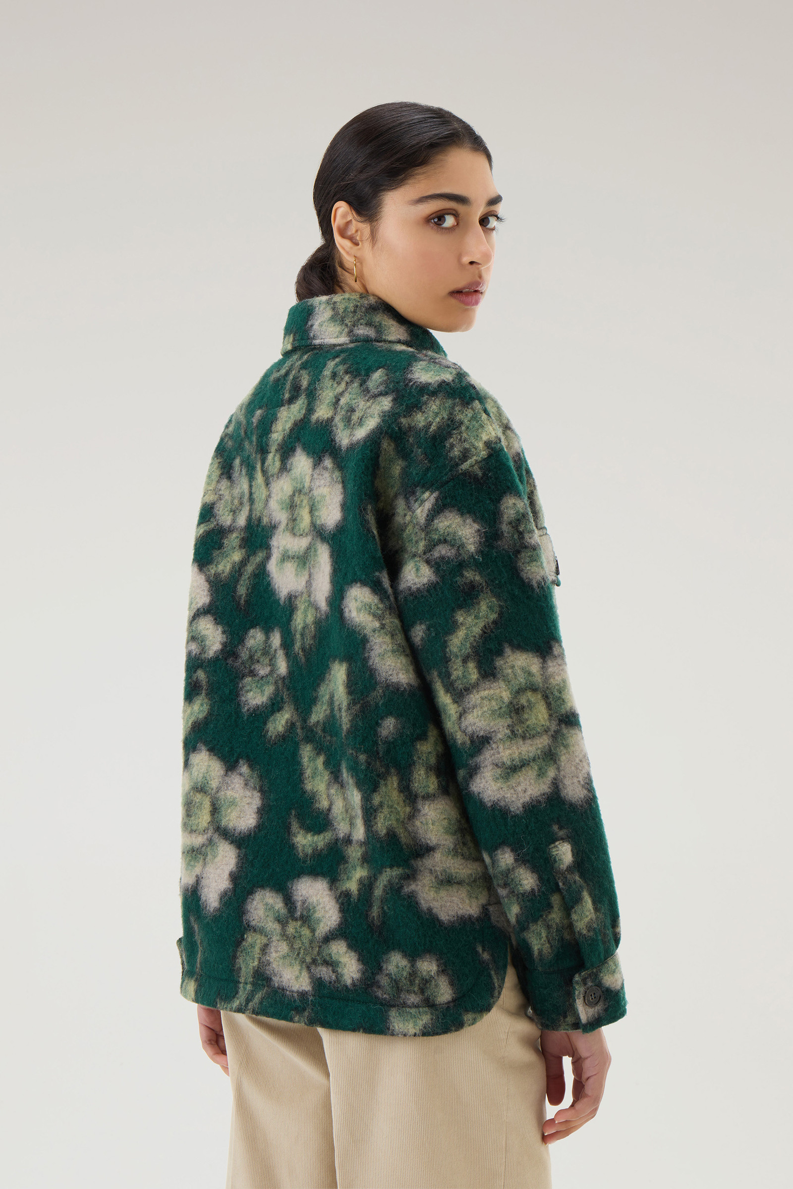 Gentry Overshirt in Wool Blend Green photo 3 | Woolrich
