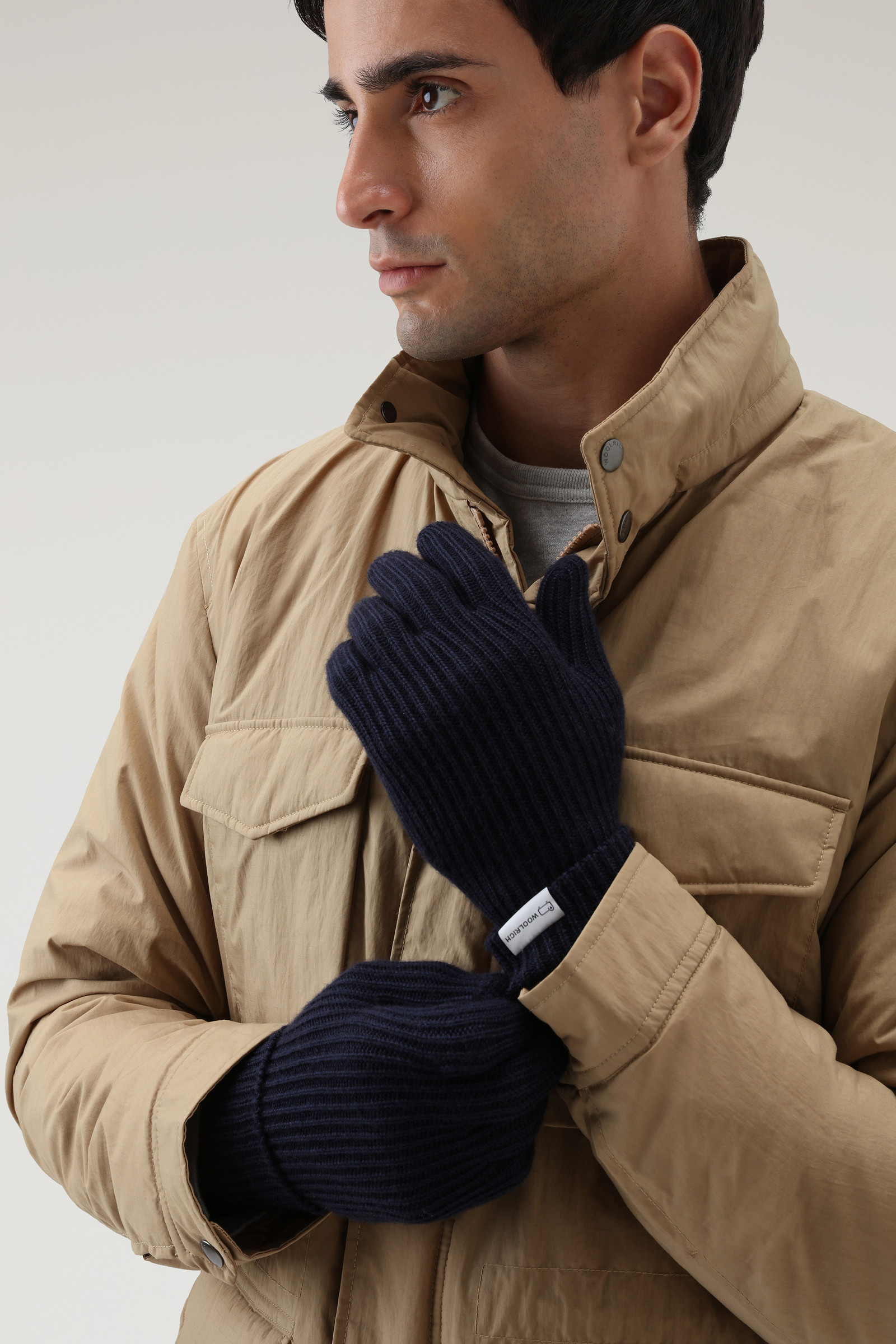 Gerippte Handschuhe aus Merinowolle Blau photo 2 | Woolrich