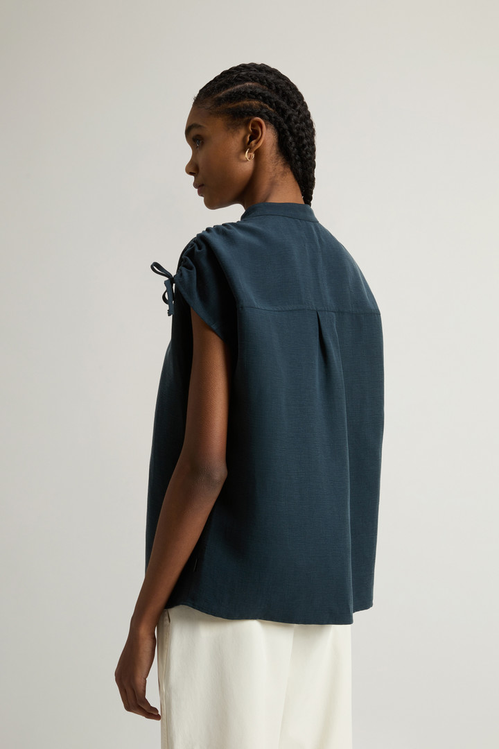 VISCOSE LINEN BLOUSE Blue photo 3 | Woolrich