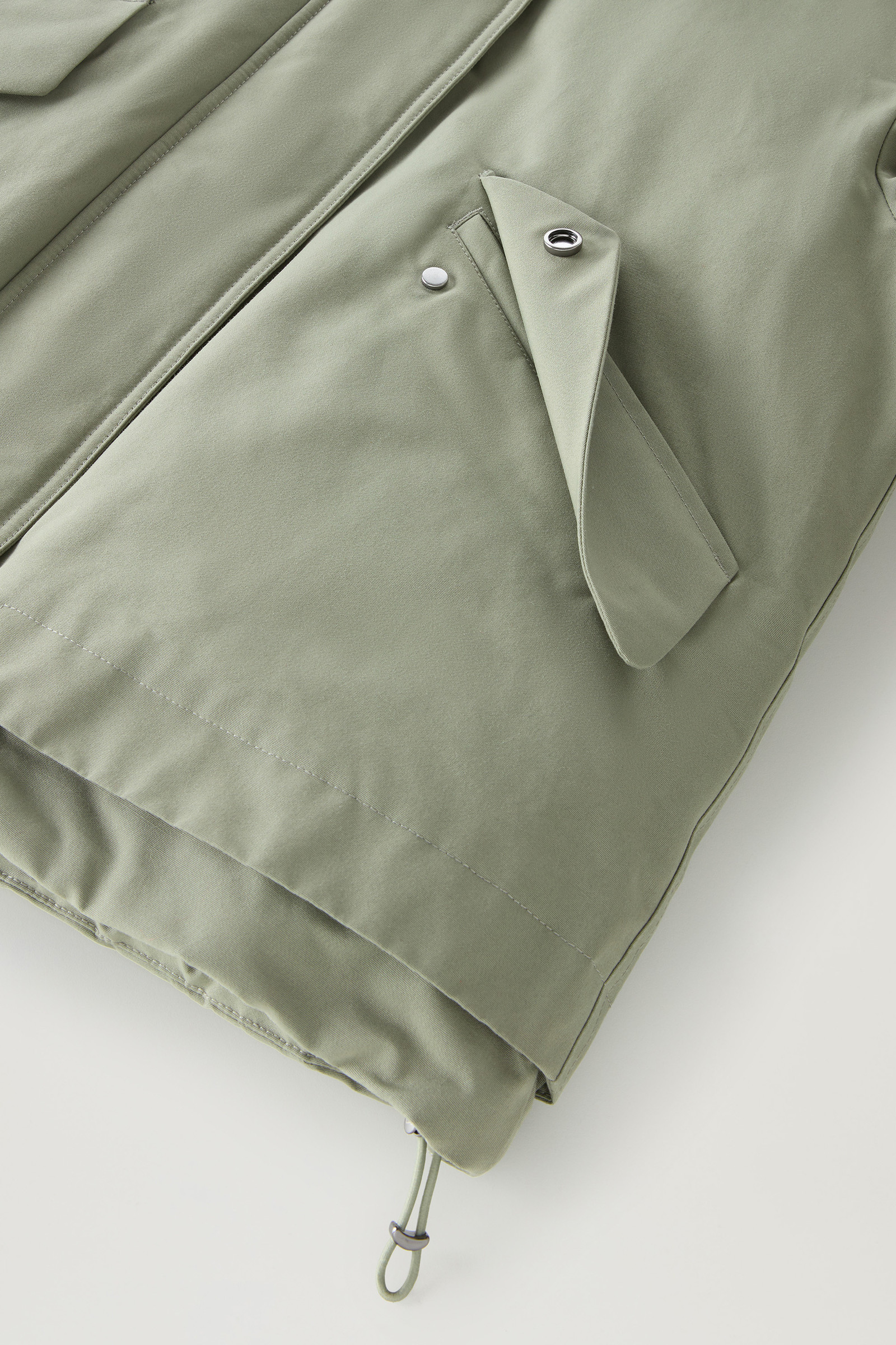Parka in Brushed Ramar Cloth with Detachable Hood Green photo 9 | Woolrich