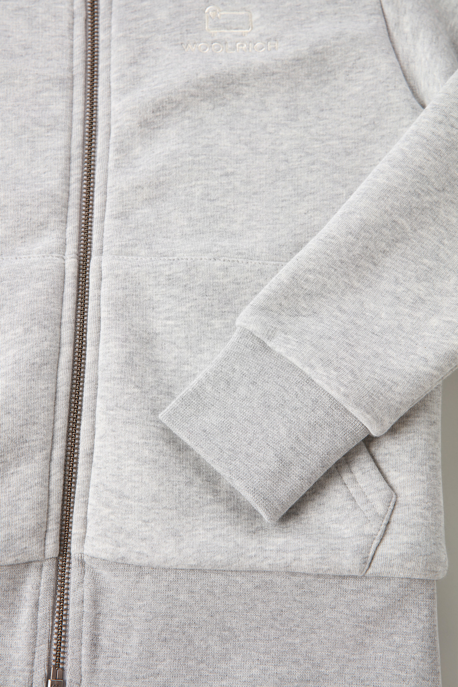 Kids' Hoodie in Cotton Fleece with Sherpa Lining Grey photo 4 | Woolrich