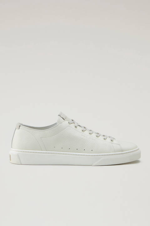 Cloud Court Sneakers in Tumbled Leather White | Woolrich