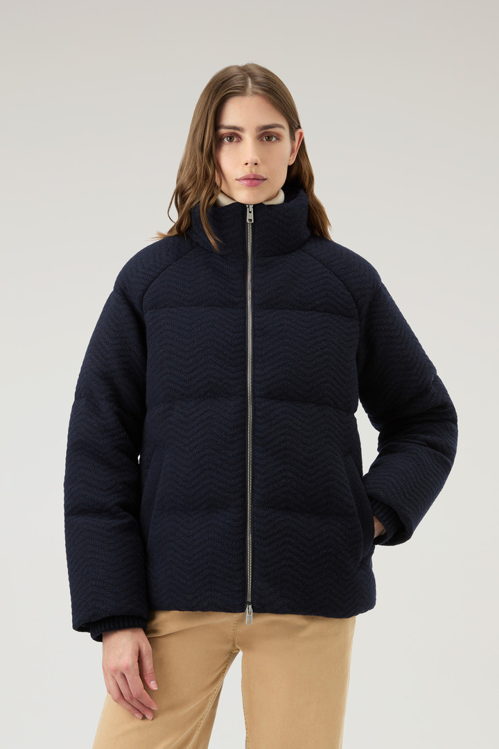 Woolrich Women Down Jacket in Italian Wool Blend Blue Size XL