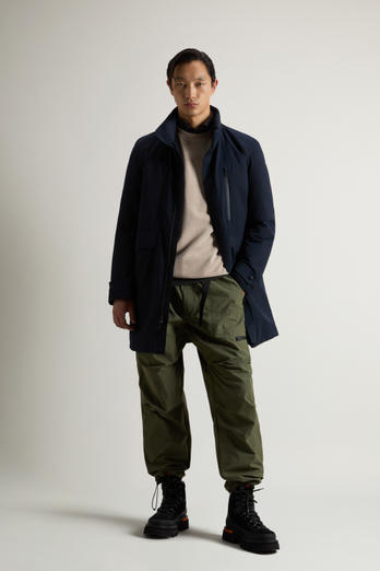Padded Coat with Foldaway Hood Blue | Woolrich