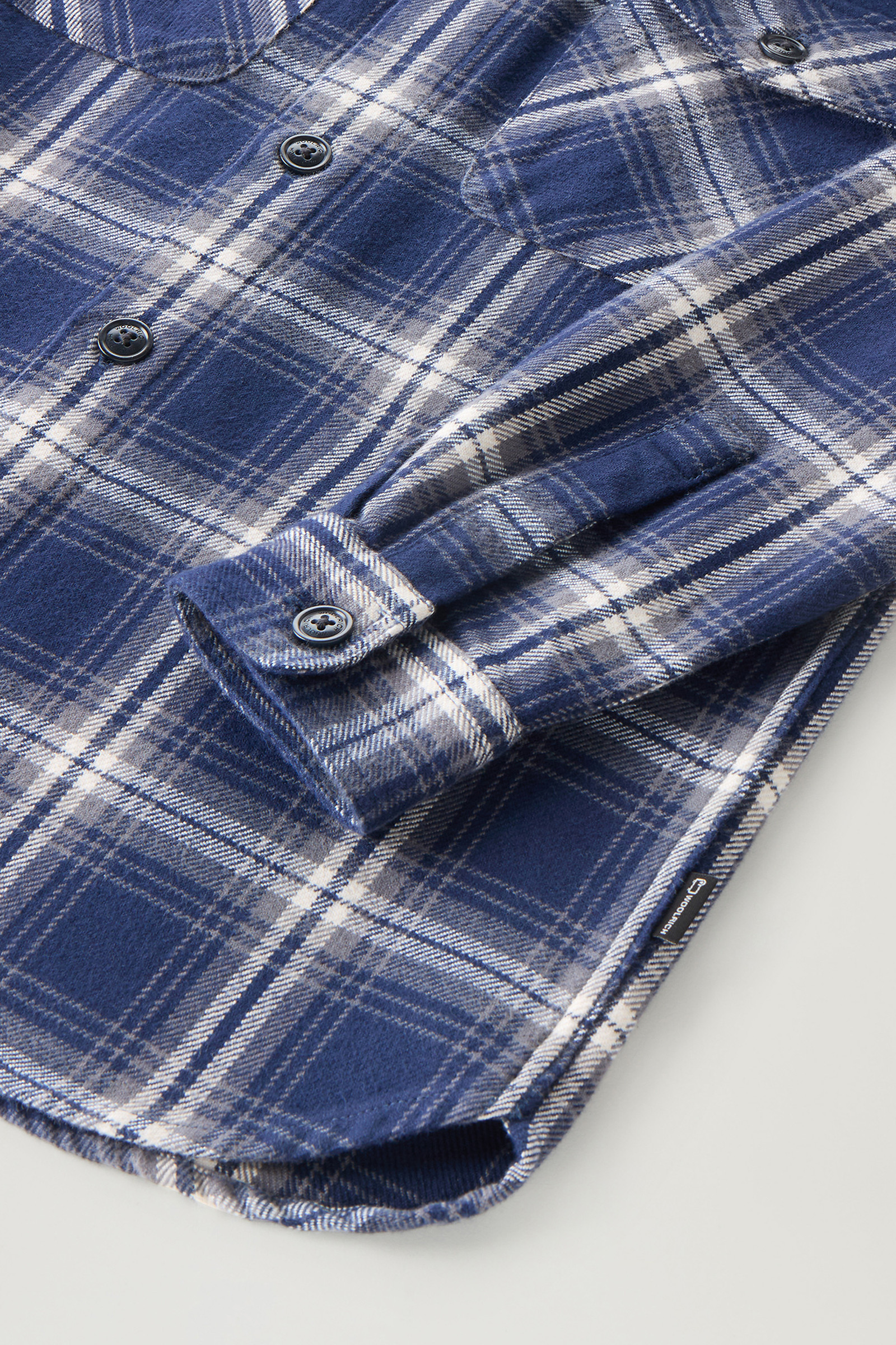 Boys' Hooded Check Overshirt in Heavy Flannel Blue photo 4 | Woolrich