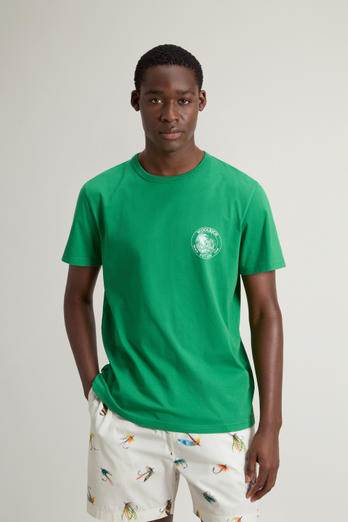 Pure Cotton T-shirt Green | Woolrich