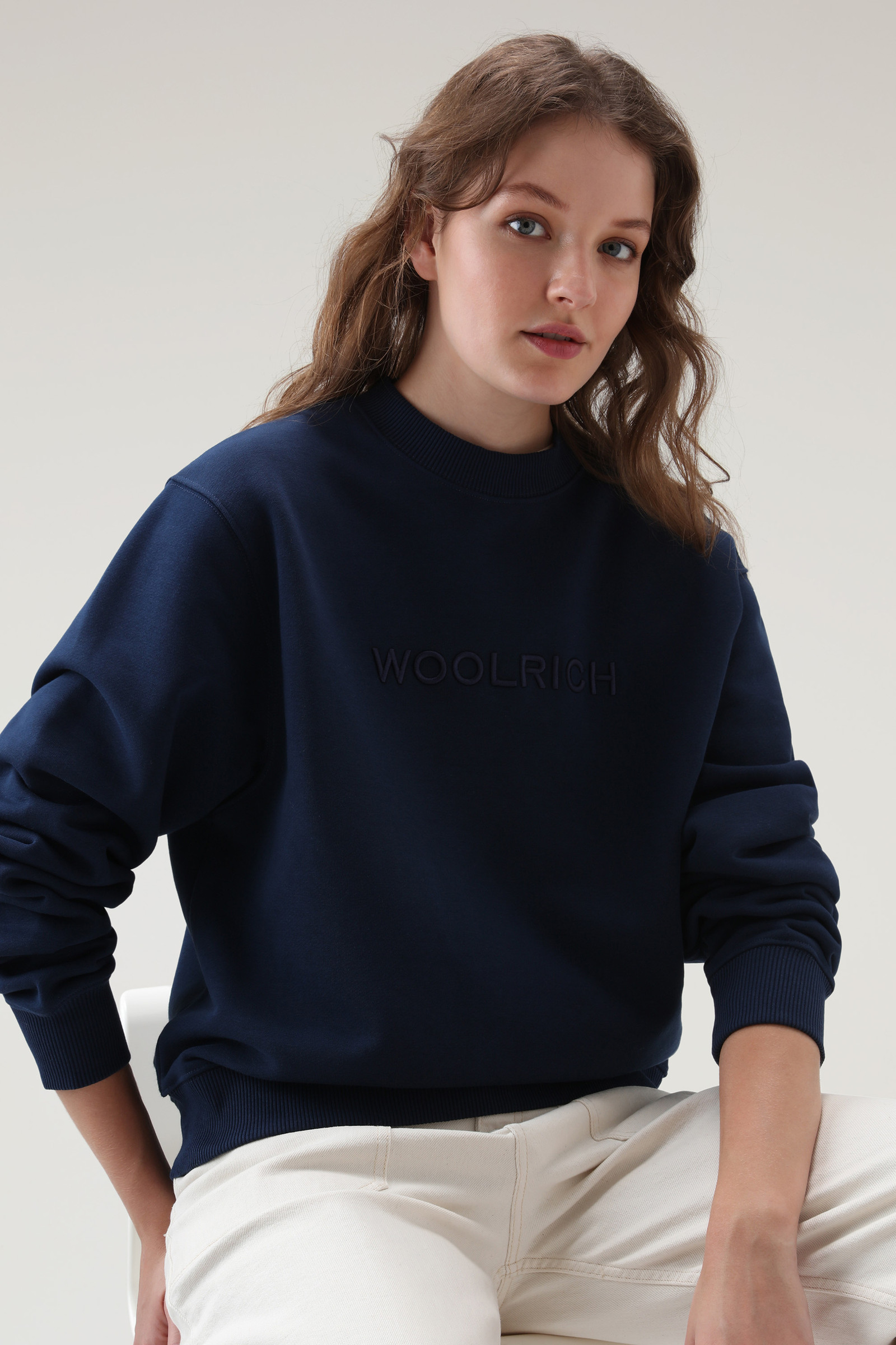 Sweat avec logo brodé Bleu photo 4 | Woolrich