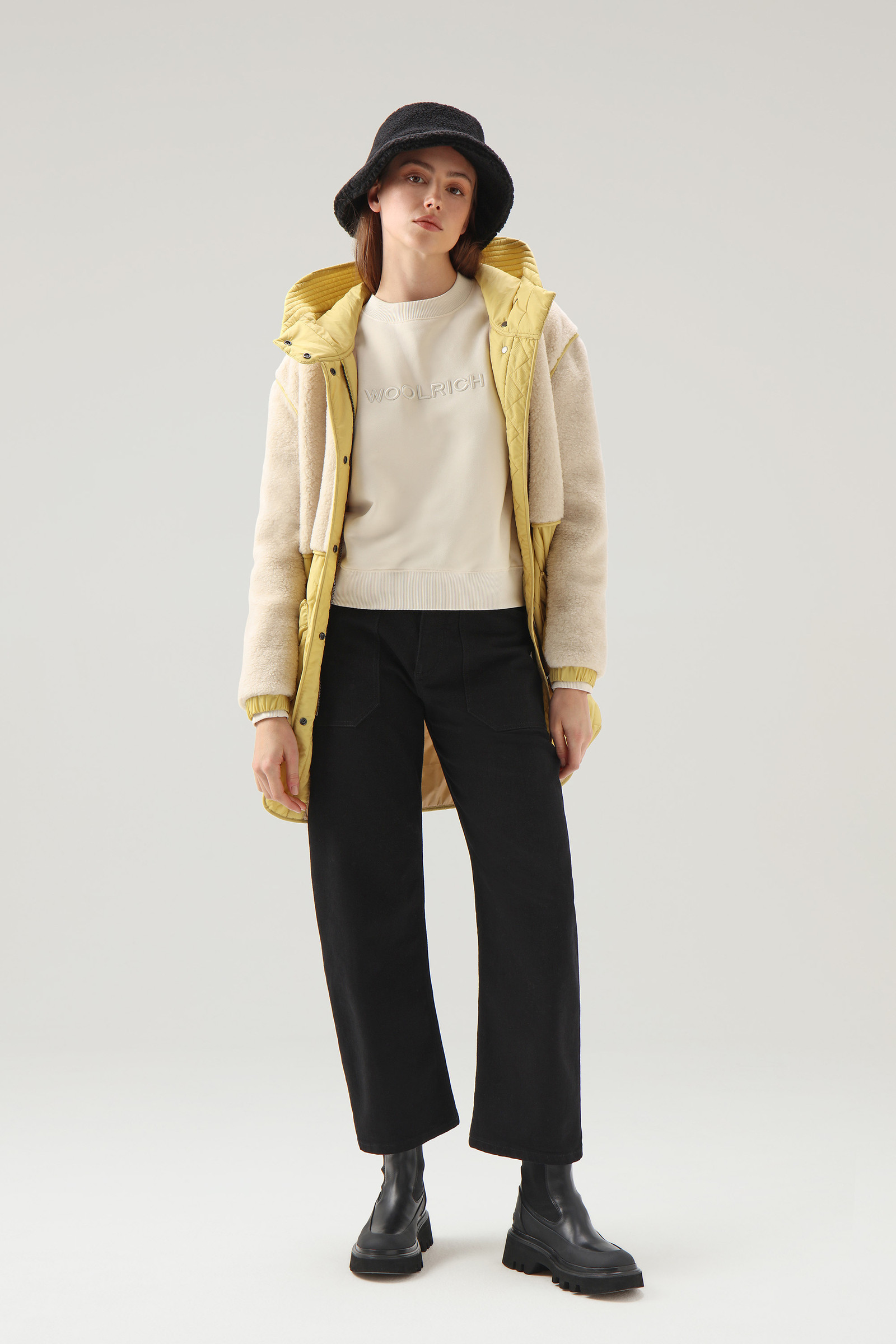Embroidered Logo Fleece Sweatshirt White photo 2 | Woolrich