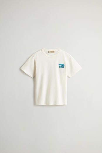 Boys’ T-Shirt in Pure Cotton with Print on the Back White | Woolrich