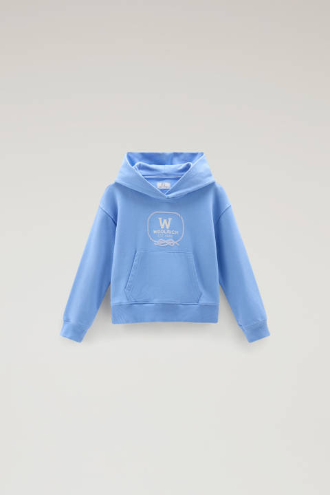 Girls' Pure Cotton Hoodie Blue | Woolrich