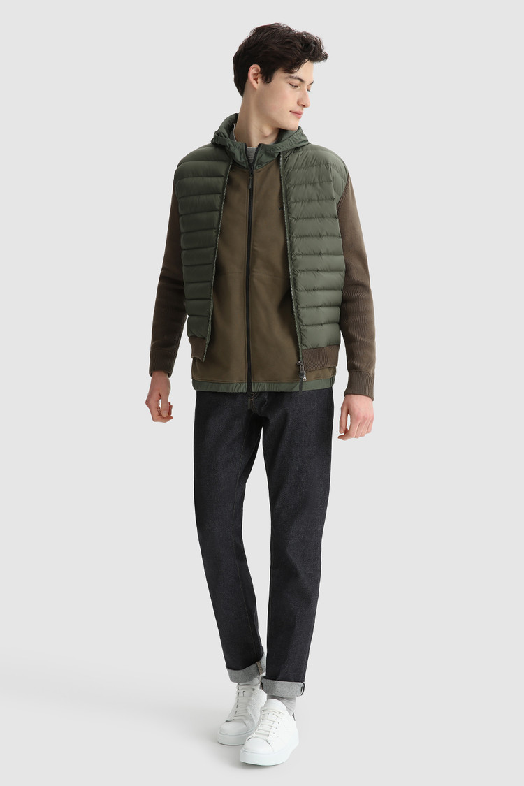 Gesteppte Trainingsjacke mit gestrickten Ärmeln