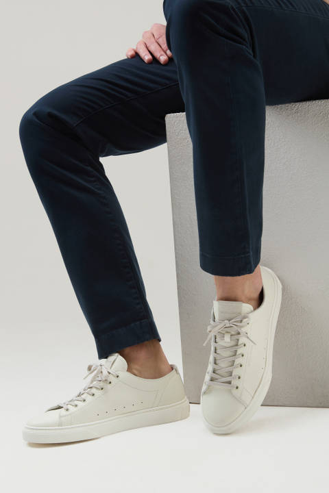 Cloud Court Sneakers in Tumbled Leather White photo 2 | Woolrich