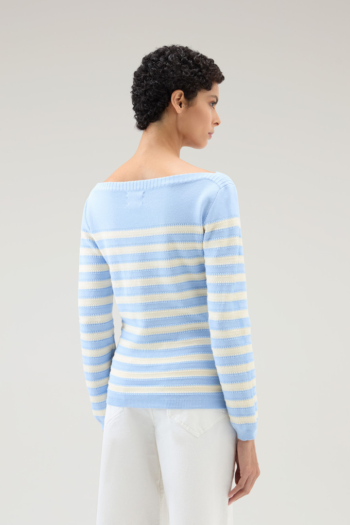 Pure Cotton Sweater with Boat Neckline Blue photo 3 | Woolrich