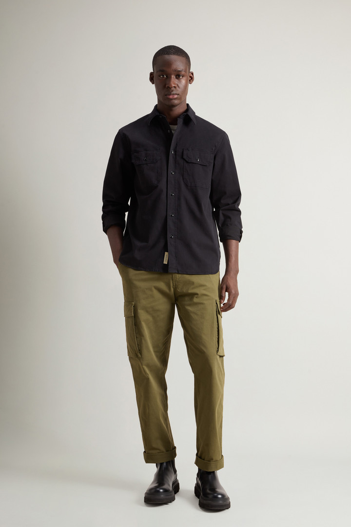 Garment-dyed Shirt in Stretch Cotton Black photo 2 | Woolrich