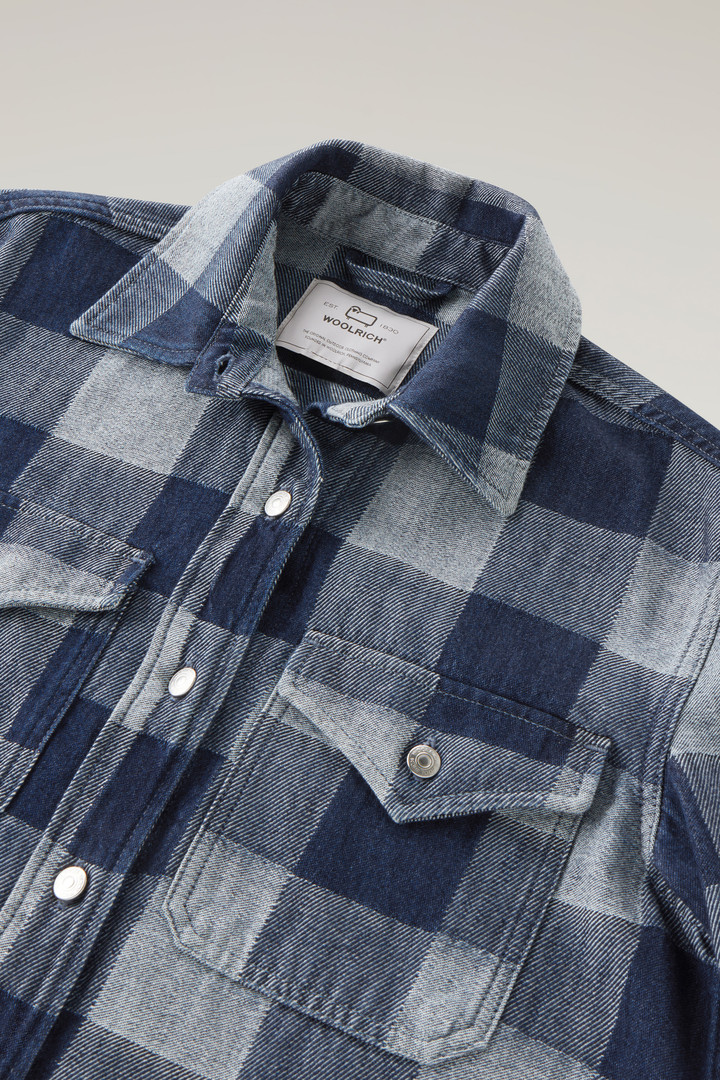 Chemise à carreaux en denim de pur coton Bleu photo 6 | Woolrich