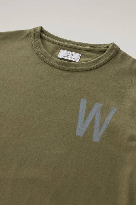 Boys' Pure Cotton T-Shirt with Print Green photo 2 | Woolrich