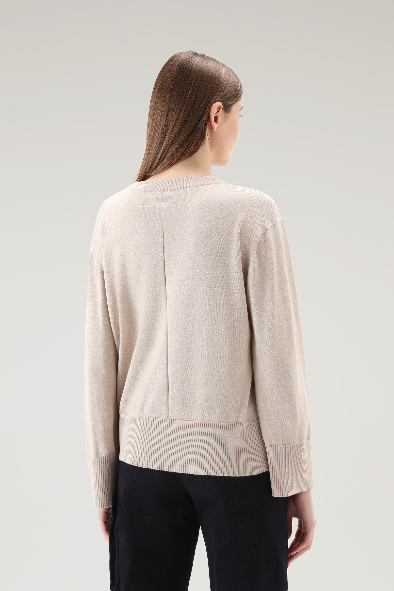 Maglia girocollo in misto cotone e cashmere beige photo 3 | Woolrich