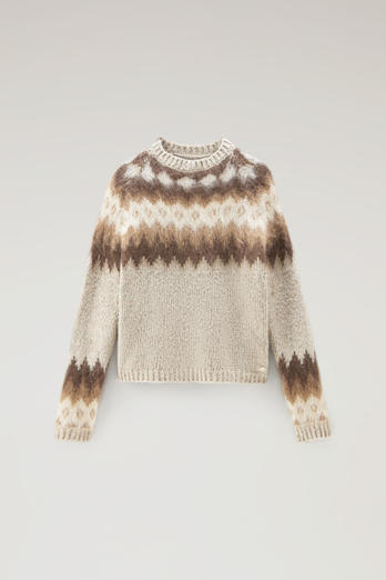 Fair Isle Pullover in Wool and Mohair Blend White | Woolrich