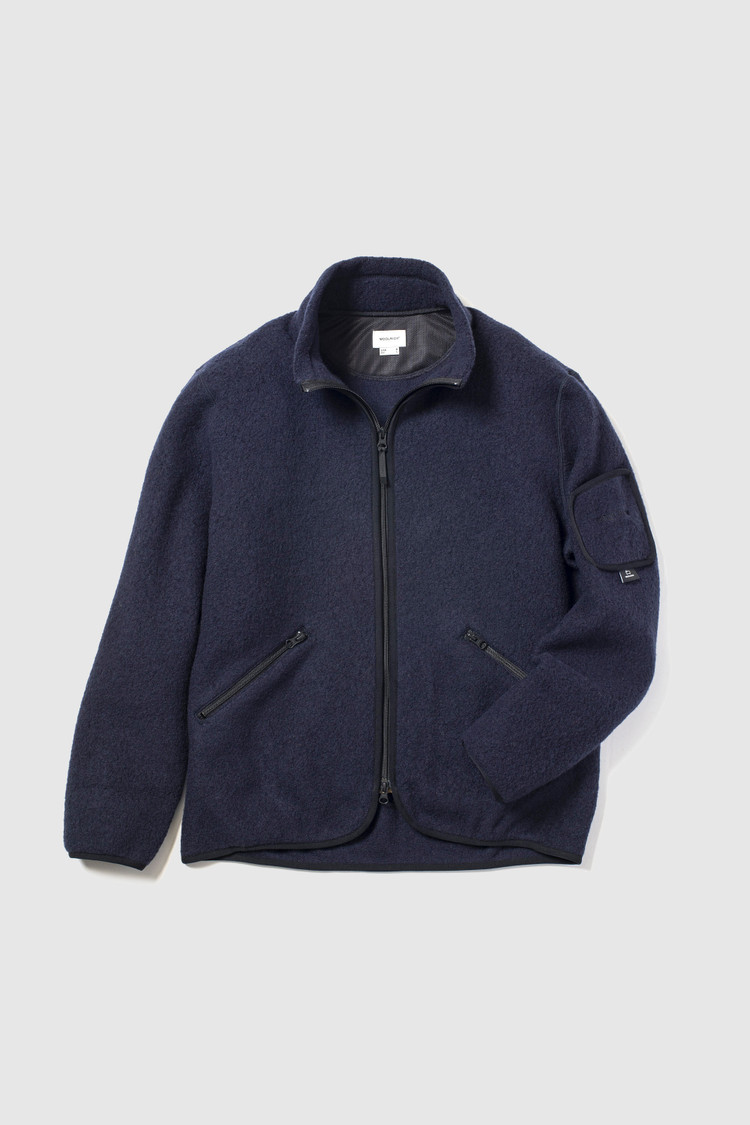 Leichter Terra-Melton Pullover mit durchgehendem Reißverschluß