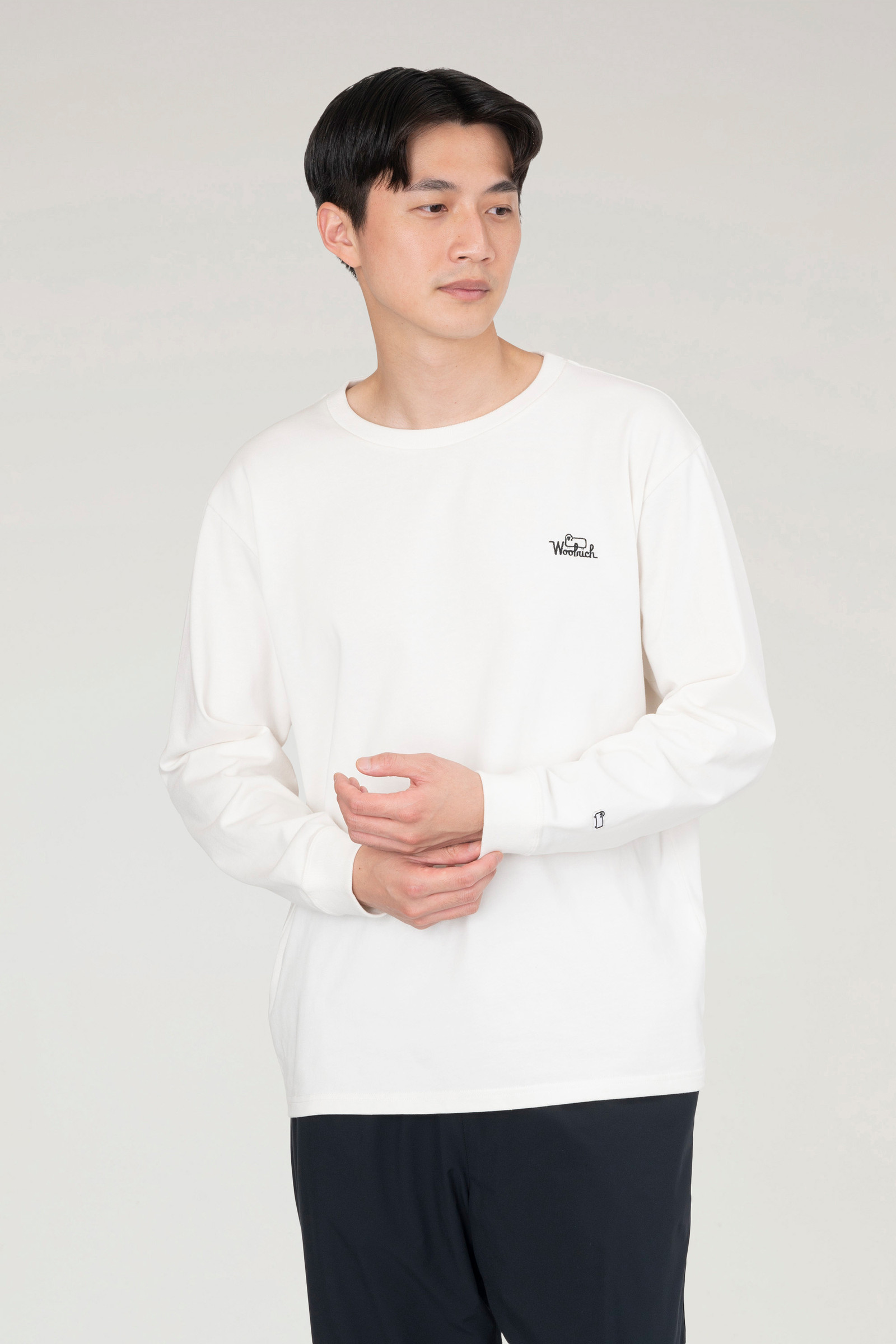 Vintage Long Sleeve T-shirt in Cotton with Back Print White | Woolrich