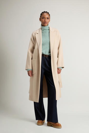 Long Coat in Pure Virgin Wool with Belt Beige | Woolrich
