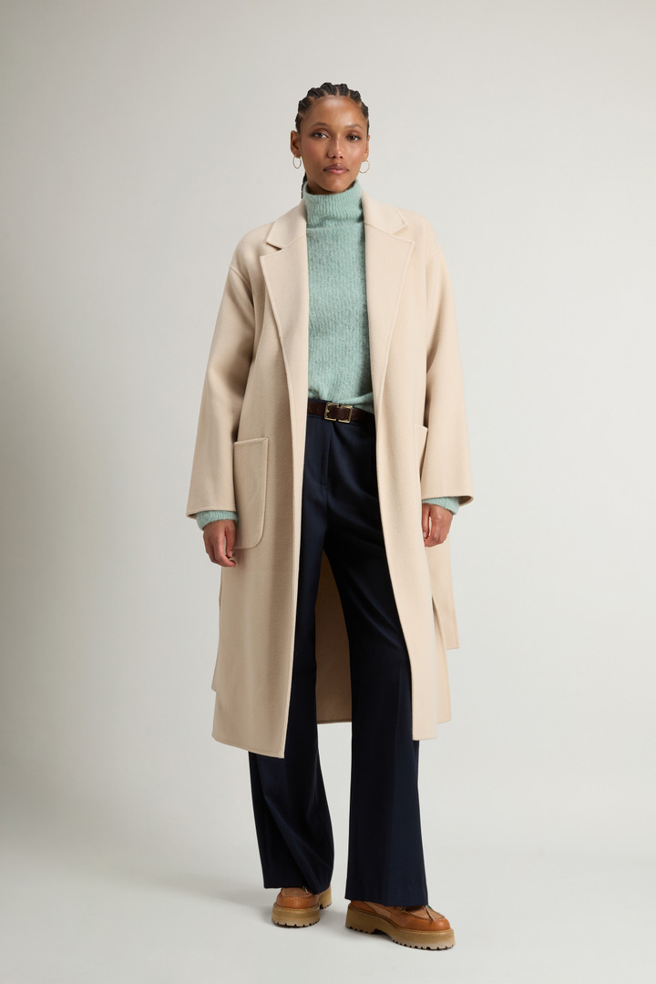 Long Coat in Pure Virgin Wool with Belt Beige photo 2 | Woolrich