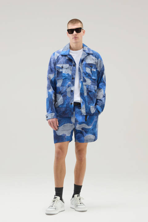Camo Overshirt in Ripstop Crinkle Nylon Blue | Woolrich