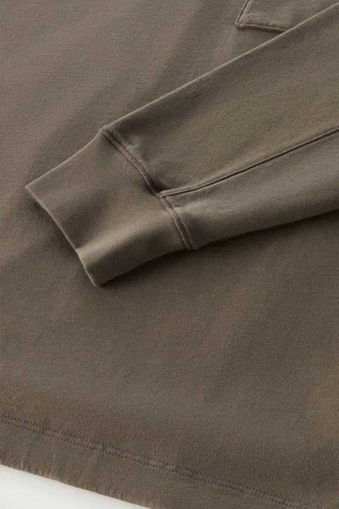 Crewneck in Pure Cotton Fleece with Zip Pocket Green photo 2 | Woolrich