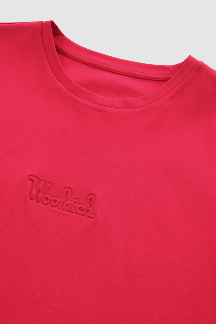 Stretch Cotton T-Shirt with Embossed Vintage Logo Pink photo 5 | Woolrich
