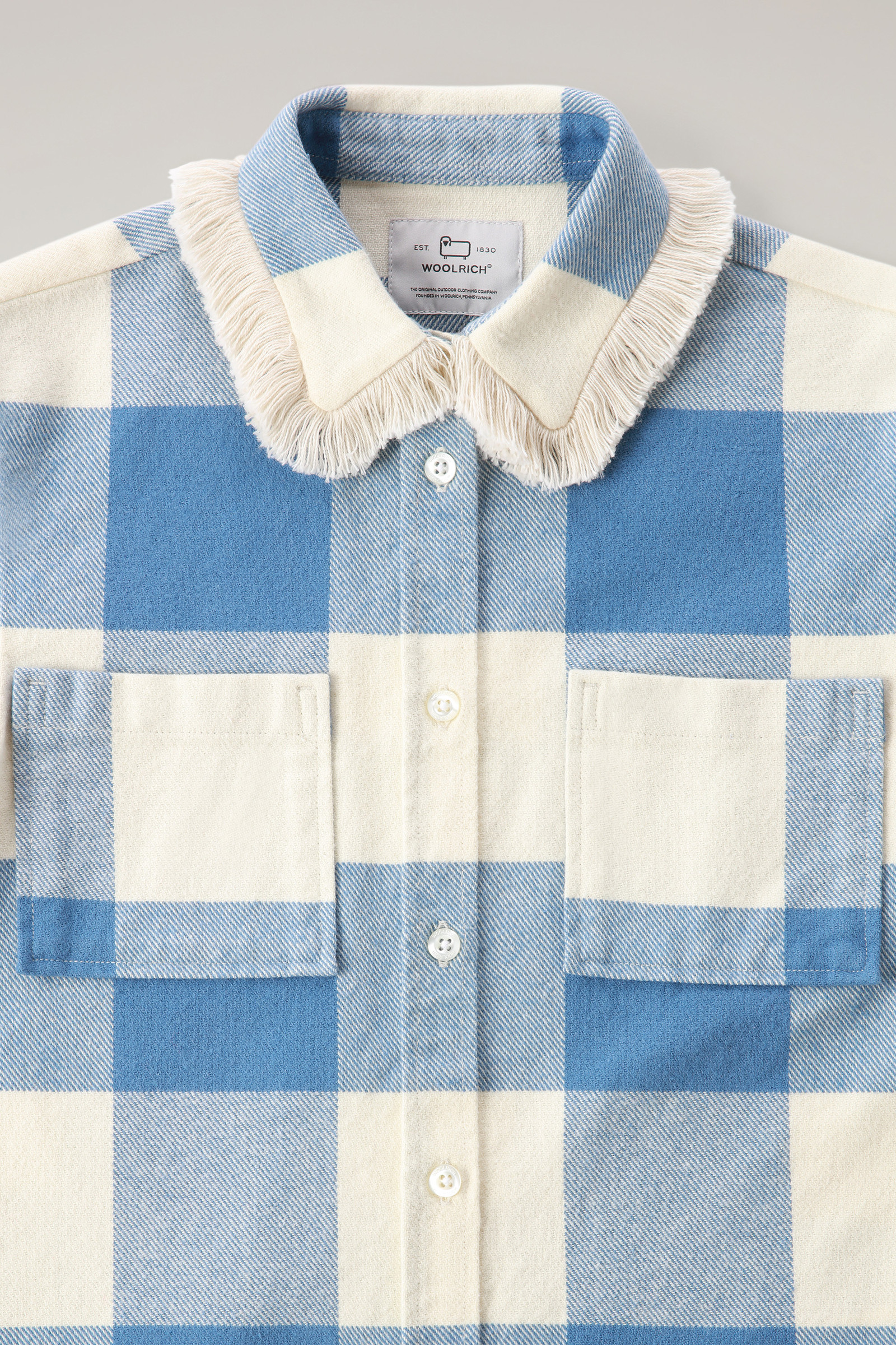 Girls' Flannel Buffalo Check Overshirt with Fringe Blue photo 3 | Woolrich