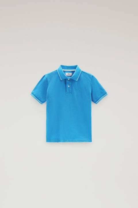 Poloshirt Monterey aus Stretch-Baumwollpikee für Jungen Blau | Woolrich
