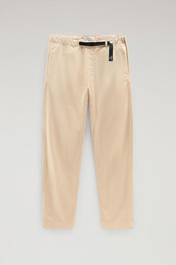 Garment-Dyed Chino Pants in Stretch Cotton with Nylon Belt Beige | Woolrich