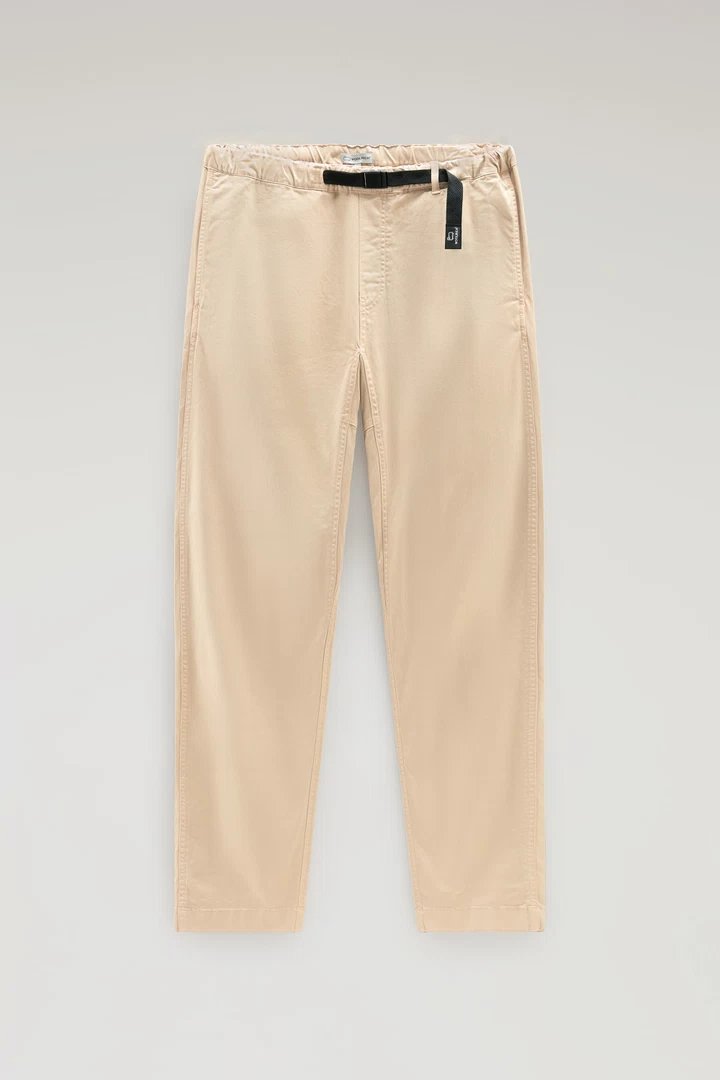 Garment-Dyed Chino Pants in Stretch Cotton with Nylon Belt - Men - Beige
