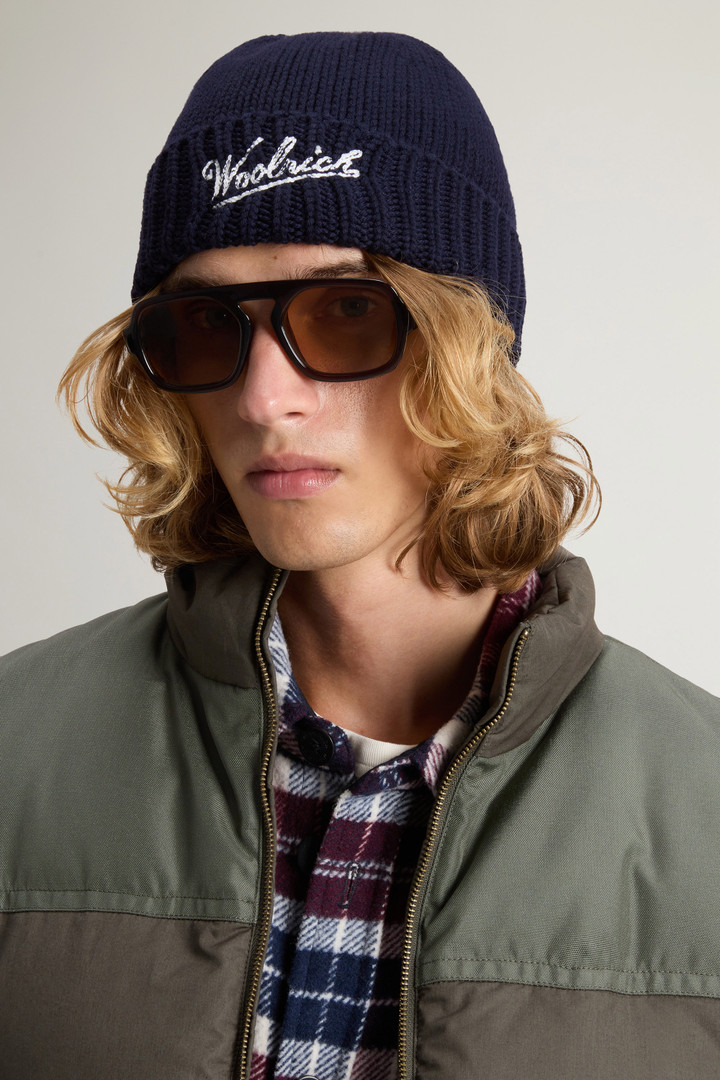 Bonnet en pure laine vierge Mérinos Bleu photo 4 | Woolrich