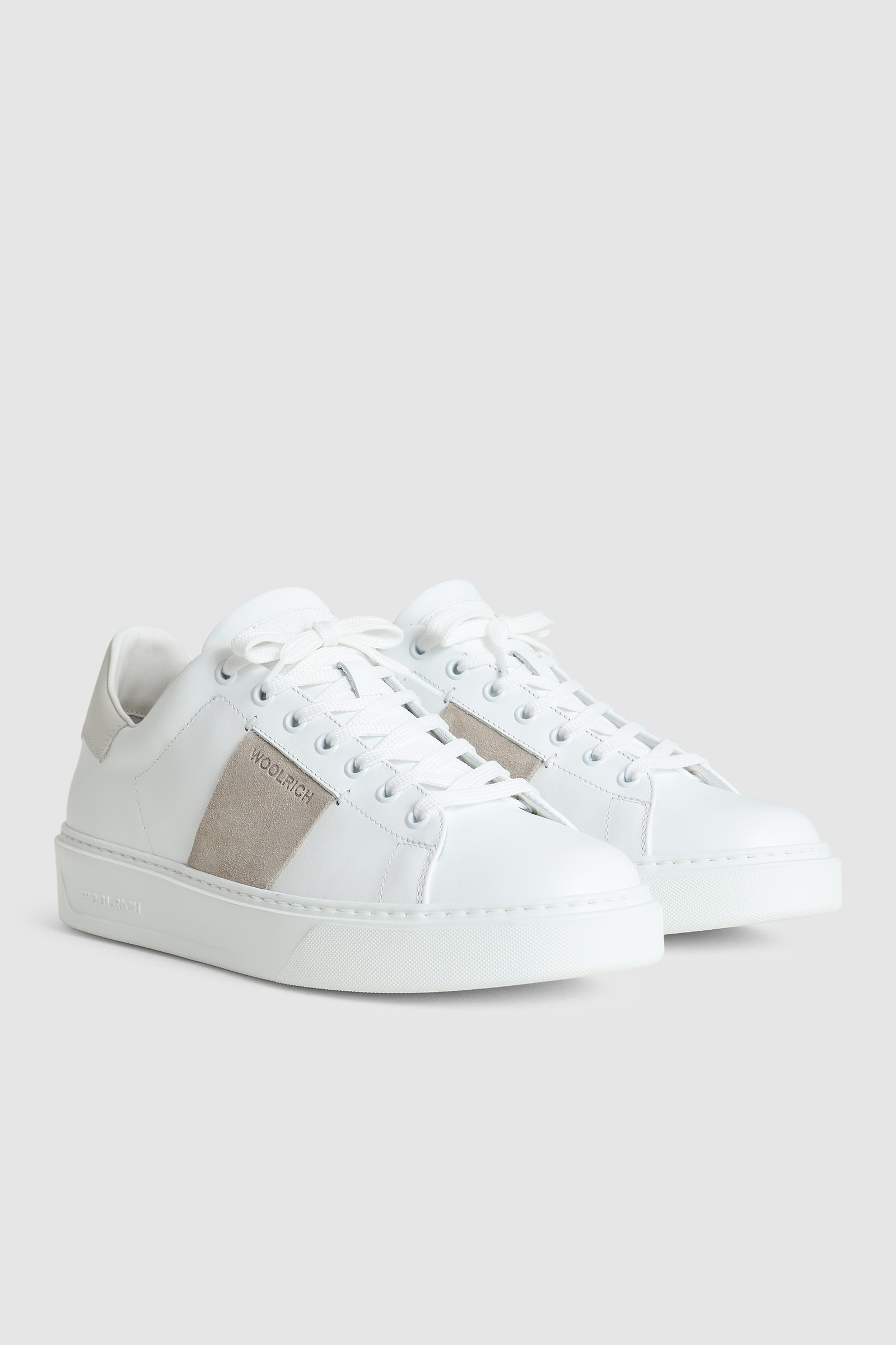 Zapatillas Classic Court de cuero suave con banda de ante blanco photo 2 | Woolrich