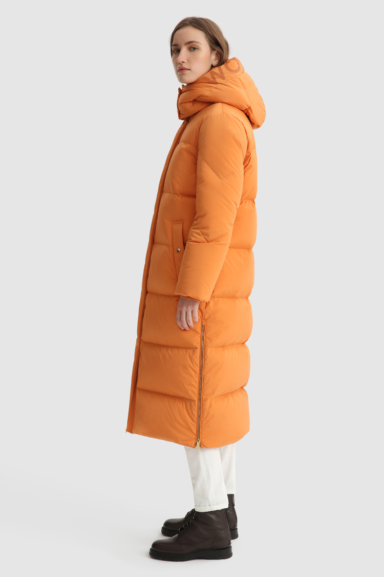 orange long coat womens