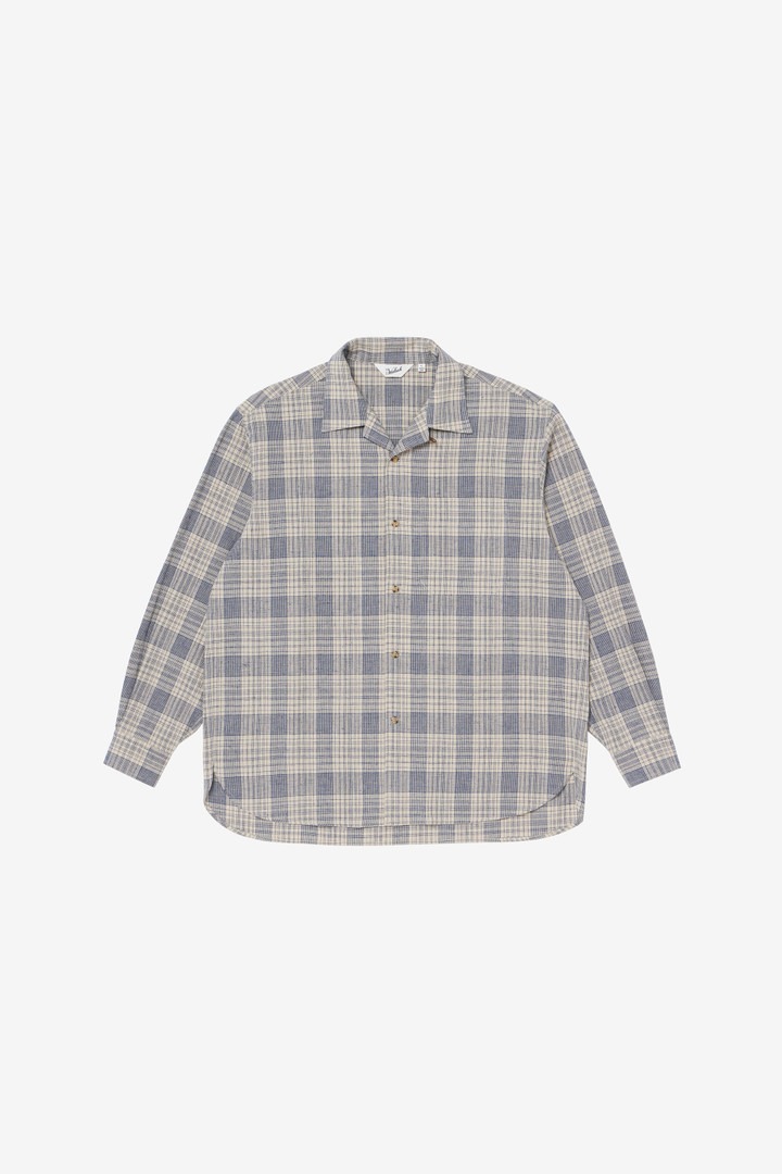 LINEN CAMP COLLAR SHIRT Blue photo 1 | Woolrich