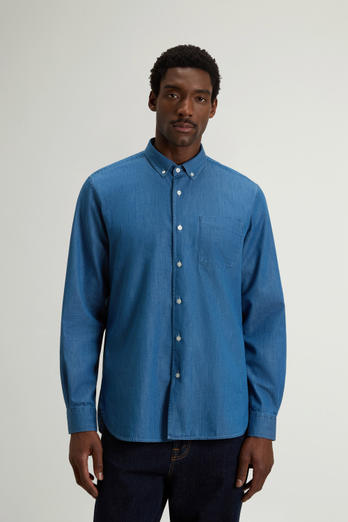 Pure Cotton Shirt with Small Pocket Blue photo 1 | Woolrich