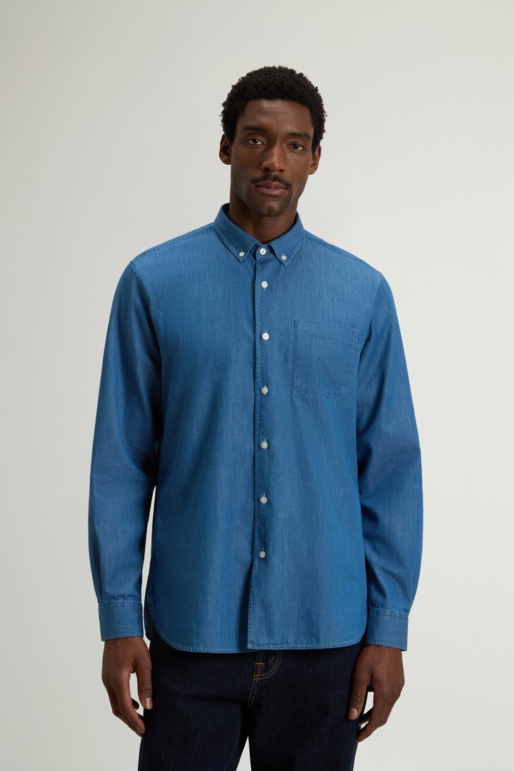 Pure Cotton Shirt with Small Pocket Blue photo 1 | Woolrich