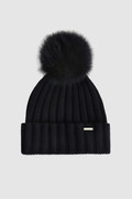 Wool and Cashmere Blend Beanie with Pompom