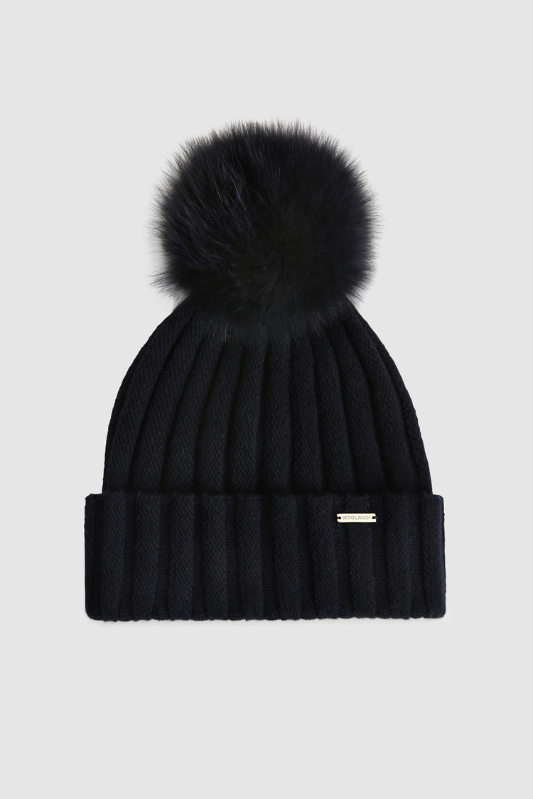Muts van wol en kasjmier met pompon