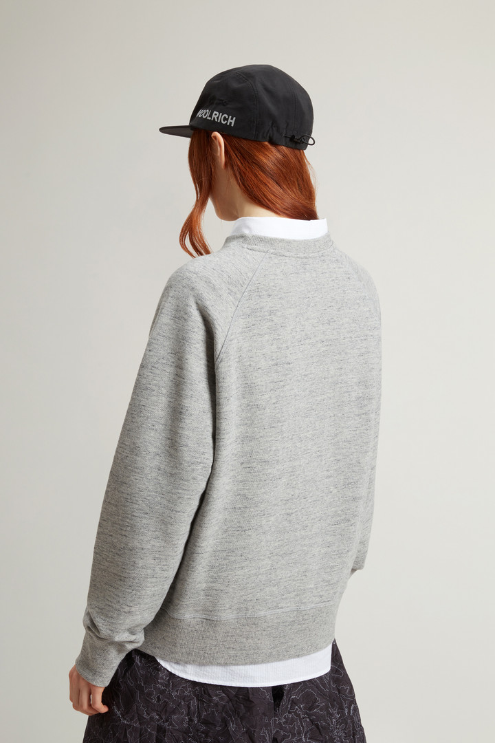 Crewneck Sweatshirt in Pure Cotton Mouliné Gray photo 3 | Woolrich