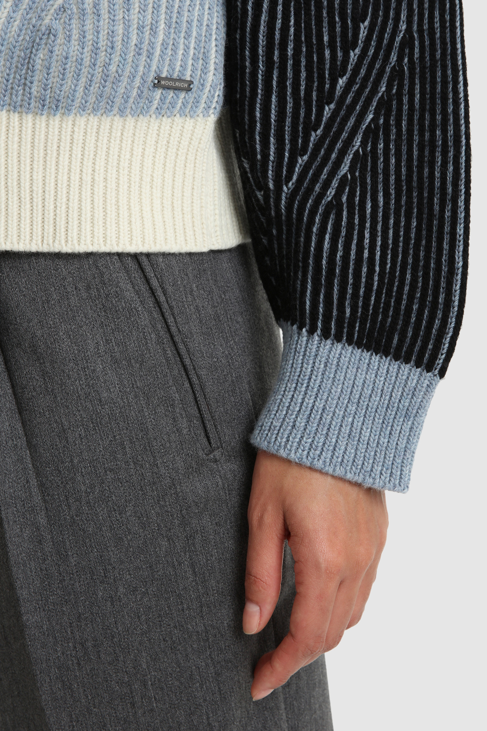 Crewneck Wool Sweater with Contrasting Sleeves Blue photo 6 | Woolrich