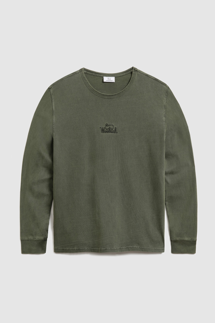 Long-sleeve shirt in garment-dyed cotton Green photo 4 | Woolrich