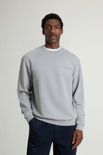 Crewneck Sweatshirt in Pure Cotton with Macro Logo on the Back Gray photo 1 | Woolrich