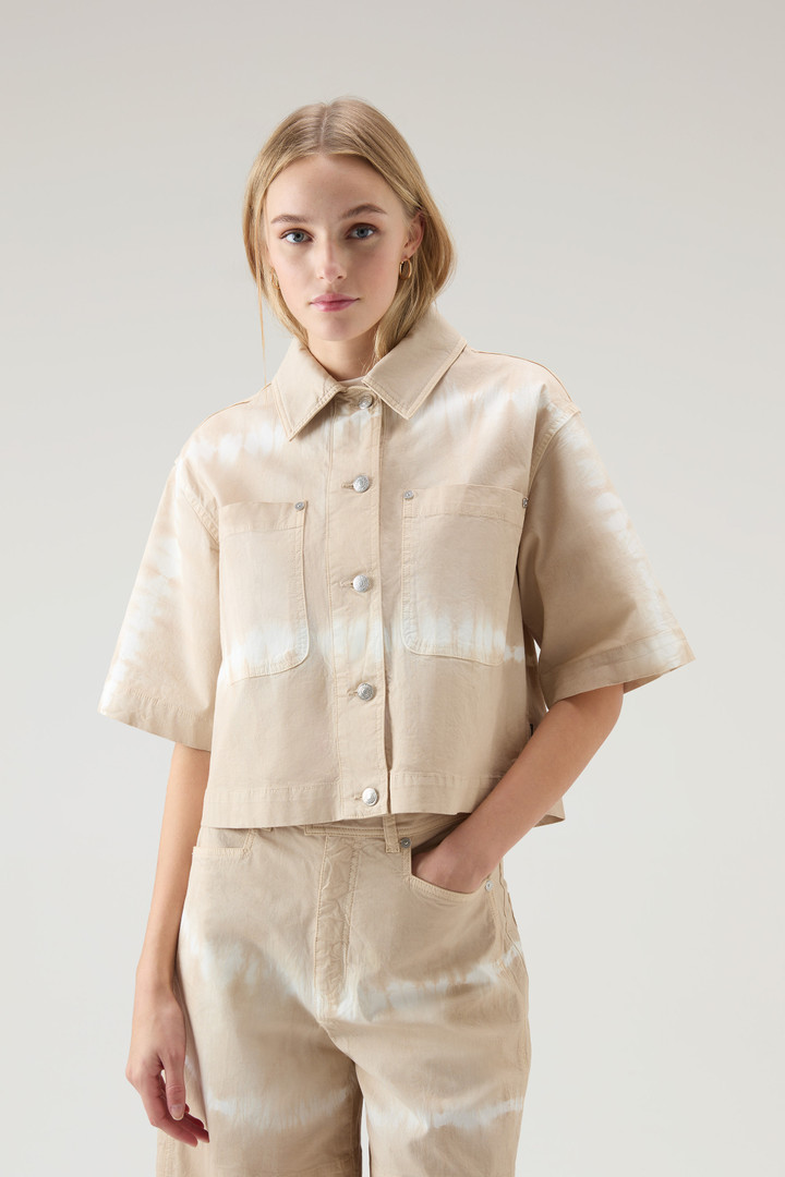 Giacca a camicia tie dye in twill di cotone elasticizzato Beige photo 1 | Woolrich